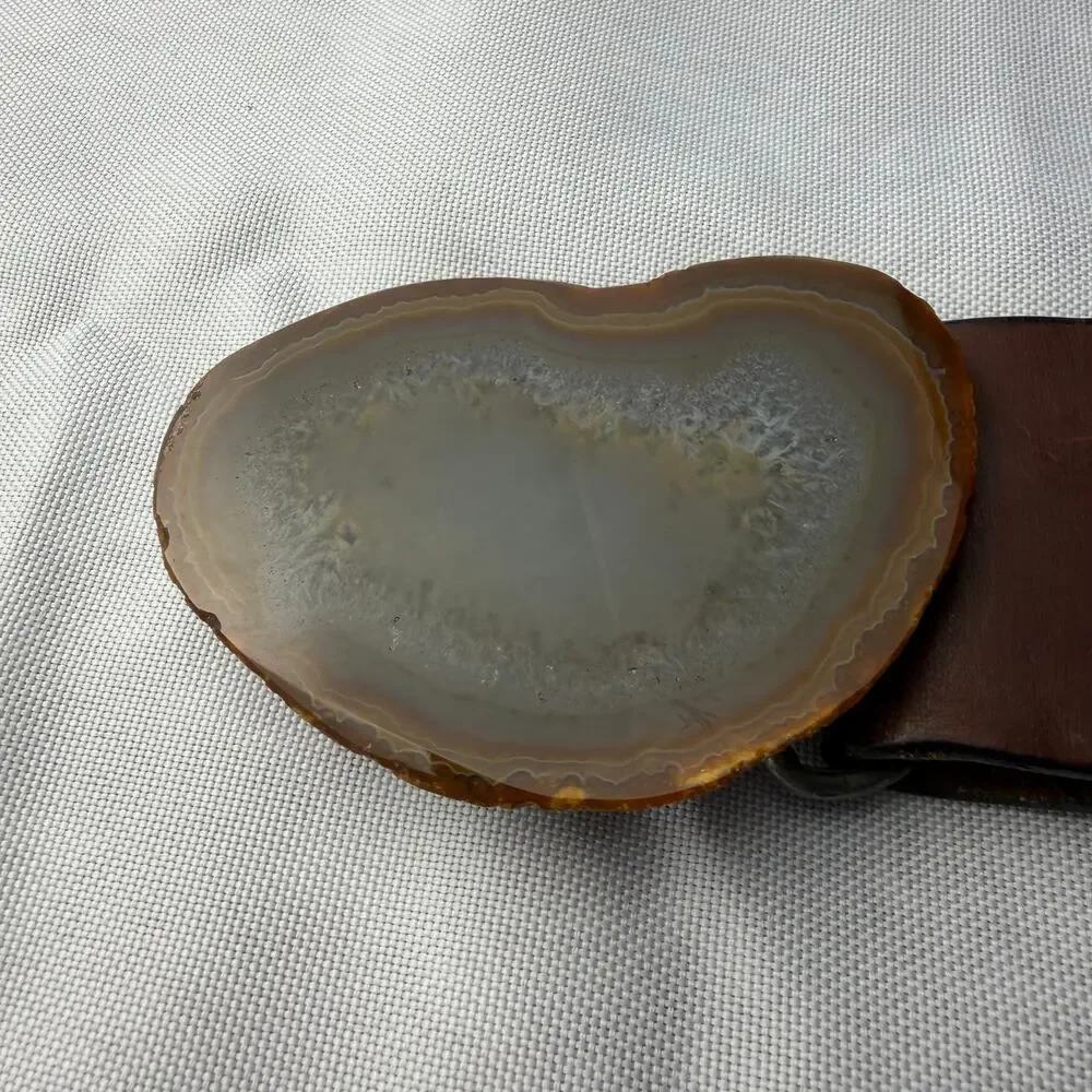 VTG‎ The Highwayman Brazilian Agate Buckle Steerhide Leather Belt XXL Western